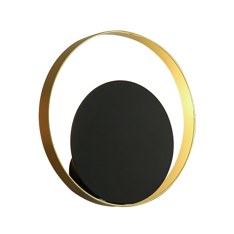Avtoit | Metallic Round Wall Light Modernist 1-Head LED Wall Lamp in Black and Gold for the Corner