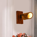 Avtoit | Vintage Cylinder Wall Lamp Sconces 2/3-Light Bamboo Wall Lamp in Brown with Linear Wooden Backplate