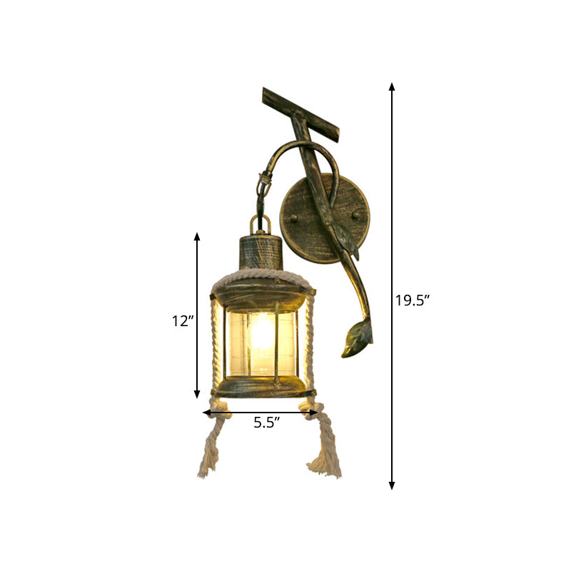 Avtoit | Brass 1 Light Wall Mount Lighting Warehouse Metal Kerosene Wall Lamp Sconces with Leaf Design