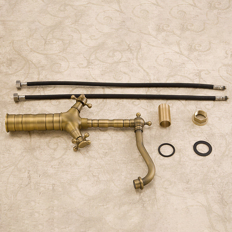 Avtoit | Industrial Widespread Bathroom Faucet Cross Handle Medium Sink Faucet