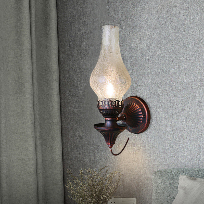 Avtoit | Factory Vase Shadow Wall Lamp 1 Head Yellow/Clear Crackle Glass Wall Lighting Fixture for Outdoor