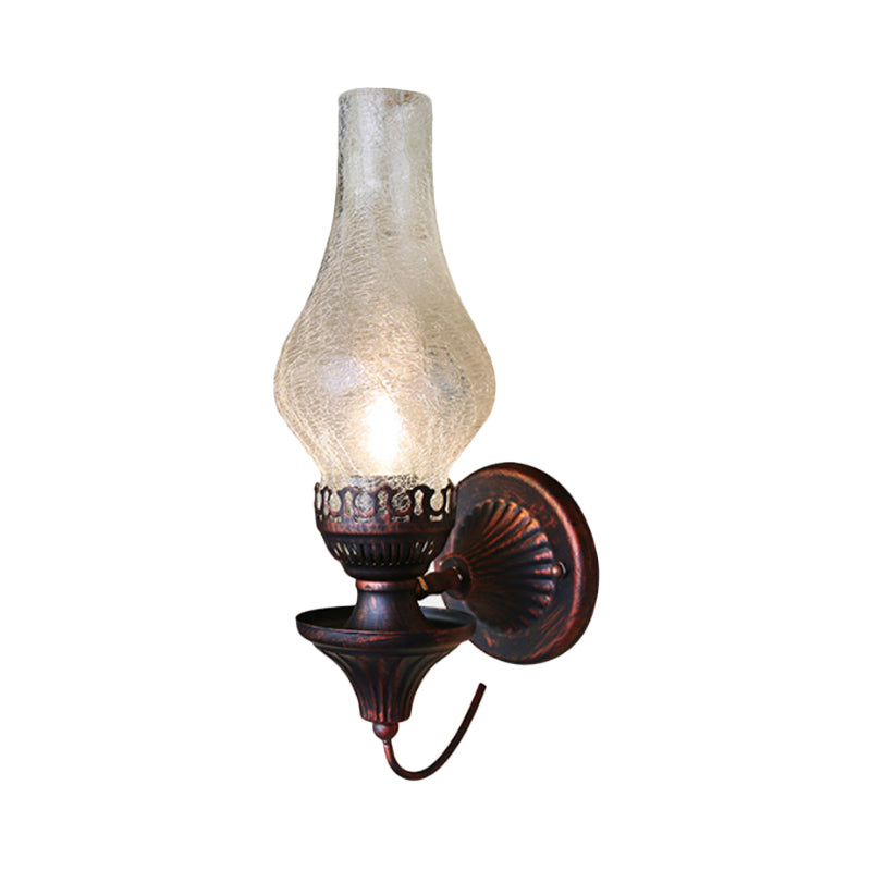 Avtoit | Factory Vase Shadow Wall Lamp 1 Head Yellow/Clear Crackle Glass Wall Lighting Fixture for Outdoor