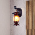 Avtoit | 1 Light Wall Spotlight Lighting Loft Kerosene Amber Glass Wall Lamp in Copper for Stair