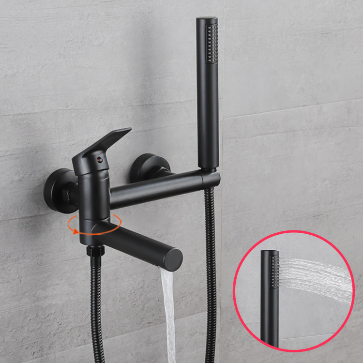 Avtoit | Lever Handle Bathtub Faucet Wall Mount Shower Hose Swivel Spout Bathtub Filling with Hand Shower