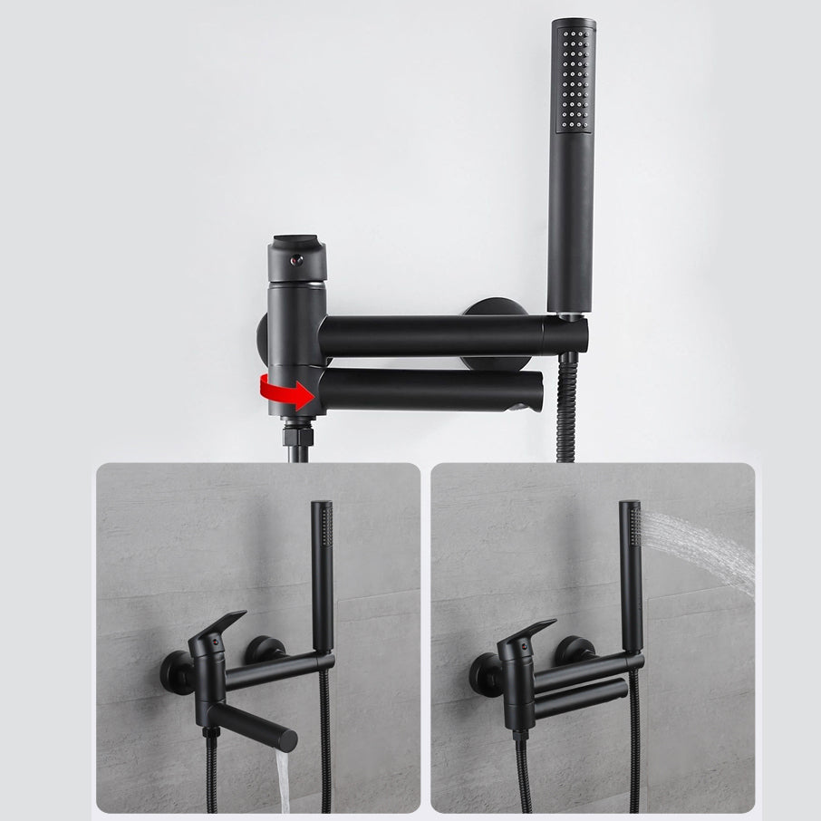 Avtoit | Lever Handle Bathtub Faucet Wall Mount Shower Hose Swivel Spout Bathtub Filling with Hand Shower