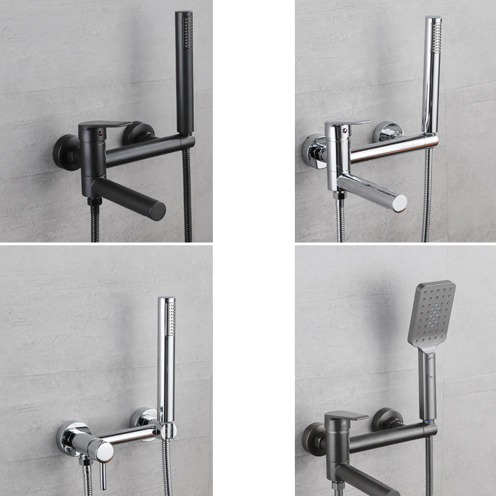 Avtoit | Lever Handle Bathtub Faucet Wall Mount Shower Hose Swivel Spout Bathtub Filling with Hand Shower