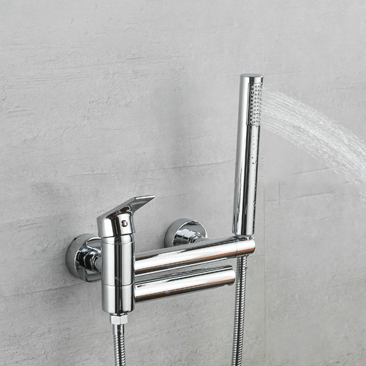 Avtoit | Lever Handle Bathtub Faucet Wall Mount Shower Hose Swivel Spout Bathtub Filling with Hand Shower