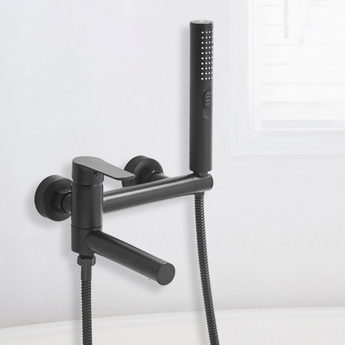 Avtoit | Swivel spout bathtub faucet single lever handle hand shower bathtub filling valve with shower hose