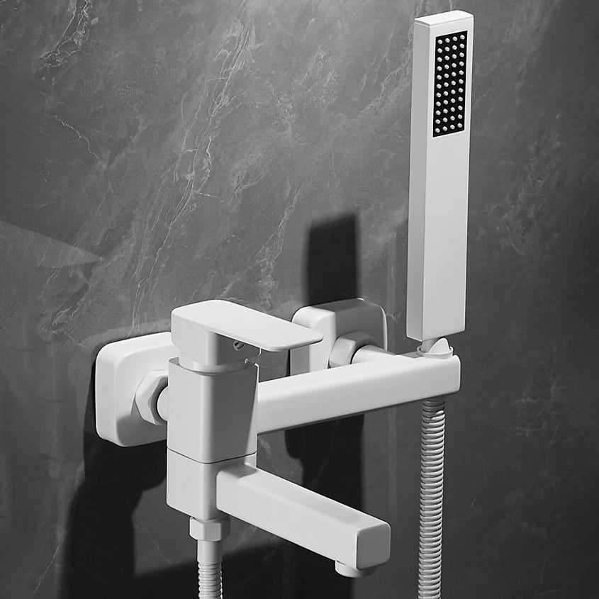 Avtoit | White Bath Water Faucet Trim Single Lever Handle Swivel Spout Wall Mounted Hand Shower Bathtub Filler