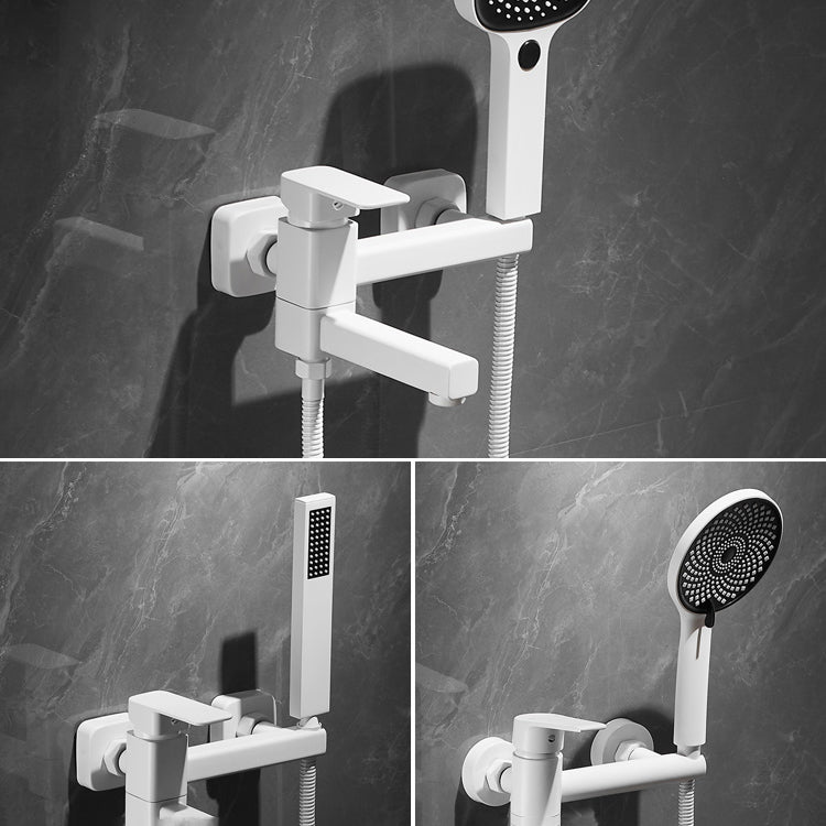 Avtoit | White Bath Water Faucet Trim Single Lever Handle Swivel Spout Wall Mounted Hand Shower Bathtub Filler