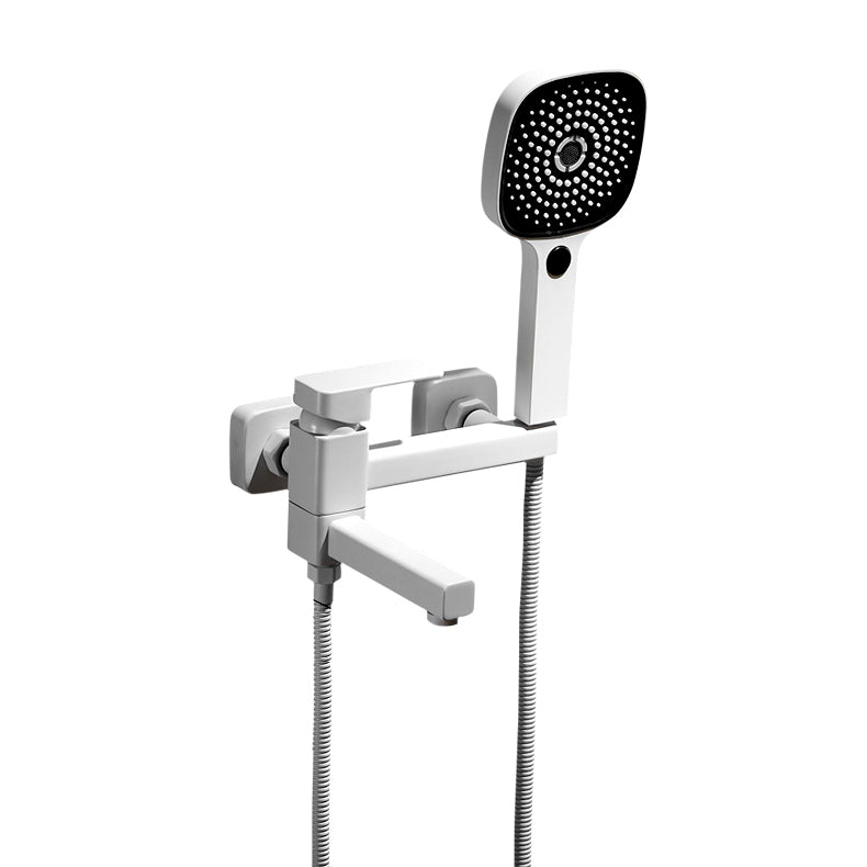 Avtoit | White Bath Water Faucet Trim Single Lever Handle Swivel Spout Wall Mounted Hand Shower Bathtub Filler