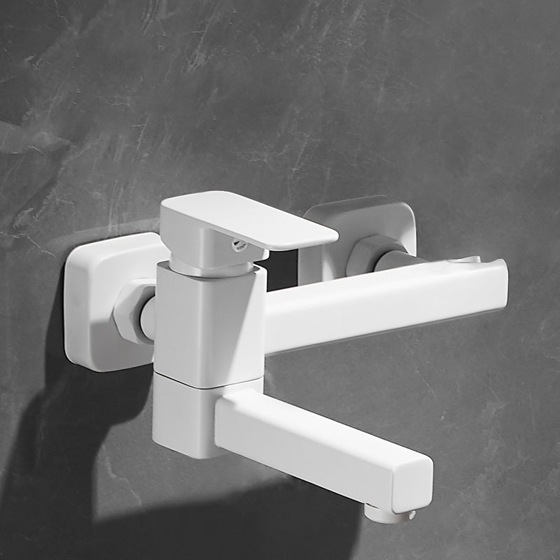 Avtoit | White Bath Water Faucet Trim Single Lever Handle Swivel Spout Wall Mounted Hand Shower Bathtub Filler