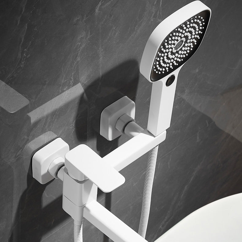 Avtoit | White Bath Water Faucet Trim Single Lever Handle Swivel Spout Wall Mounted Hand Shower Bathtub Filler