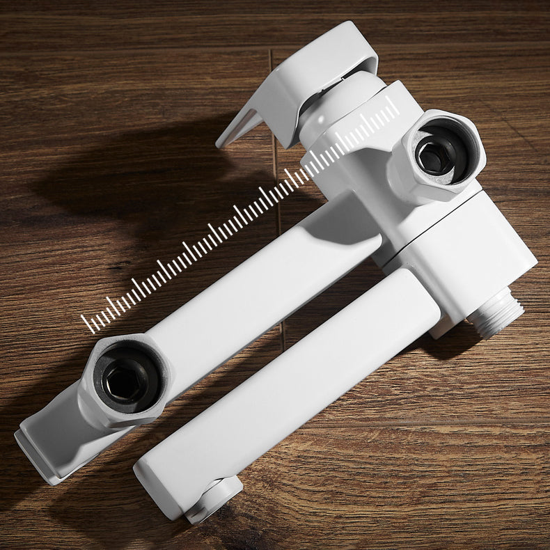 Avtoit | White Bath Water Faucet Trim Single Lever Handle Swivel Spout Wall Mounted Hand Shower Bathtub Filler