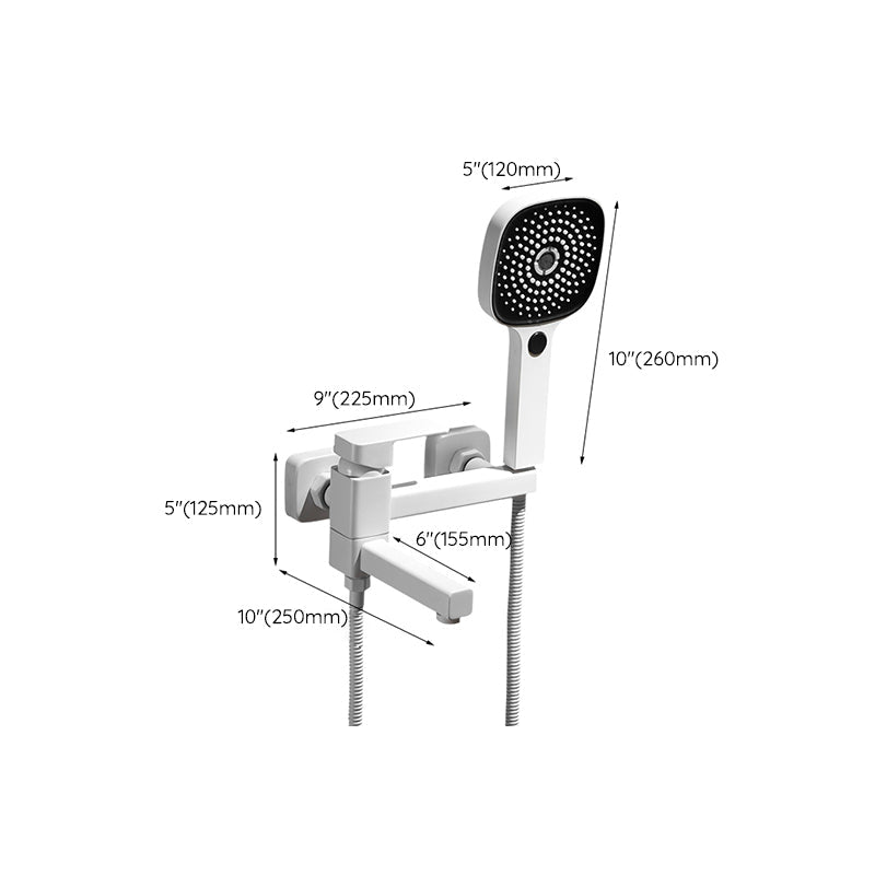 Avtoit | White Bath Water Faucet Trim Single Lever Handle Swivel Spout Wall Mounted Hand Shower Bathtub Filler