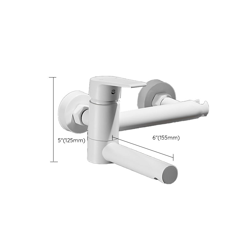 Avtoit | White Bath Water Faucet Trim Single Lever Handle Swivel Spout Wall Mounted Hand Shower Bathtub Filler