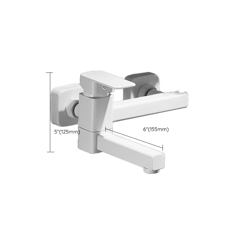 Avtoit | White Bath Water Faucet Trim Single Lever Handle Swivel Spout Wall Mounted Hand Shower Bathtub Filler