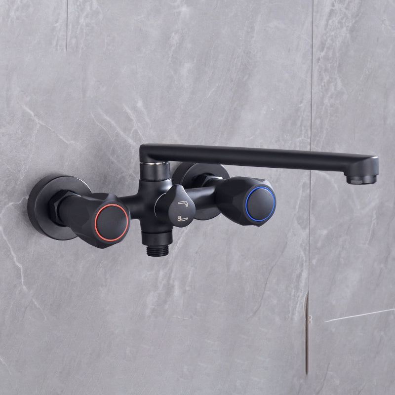 Avtoit | Modern Bathtub Faucet Trim Black Wall Mounted Swivel Spout with Hand Shower