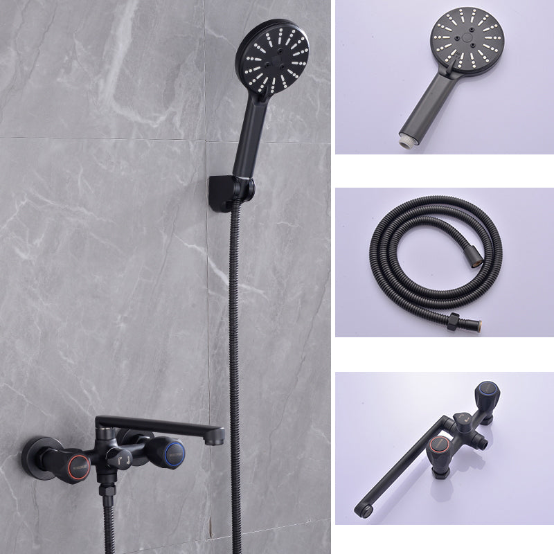 Avtoit | Modern Bathtub Faucet Trim Black Wall Mounted Swivel Spout with Hand Shower