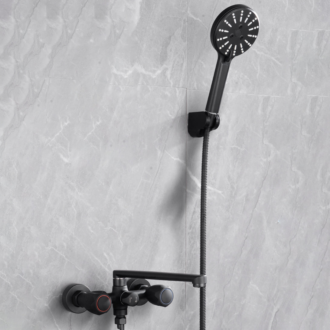 Avtoit | Modern Bathtub Faucet Trim Black Wall Mounted Swivel Spout with Hand Shower