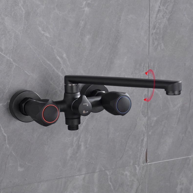 Avtoit | Modern Bathtub Faucet Trim Black Wall Mounted Swivel Spout with Hand Shower
