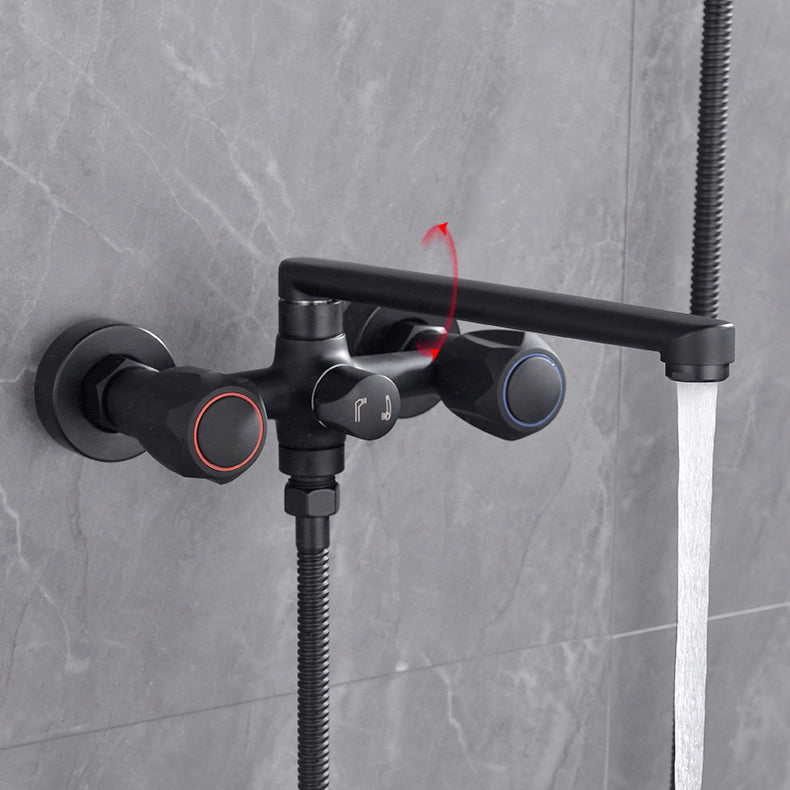 Avtoit | Modern Bathtub Faucet Trim Black Wall Mounted Swivel Spout with Hand Shower