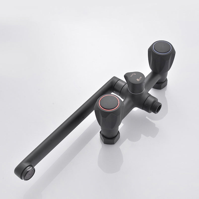 Avtoit | Modern Bathtub Faucet Trim Black Wall Mounted Swivel Spout with Hand Shower