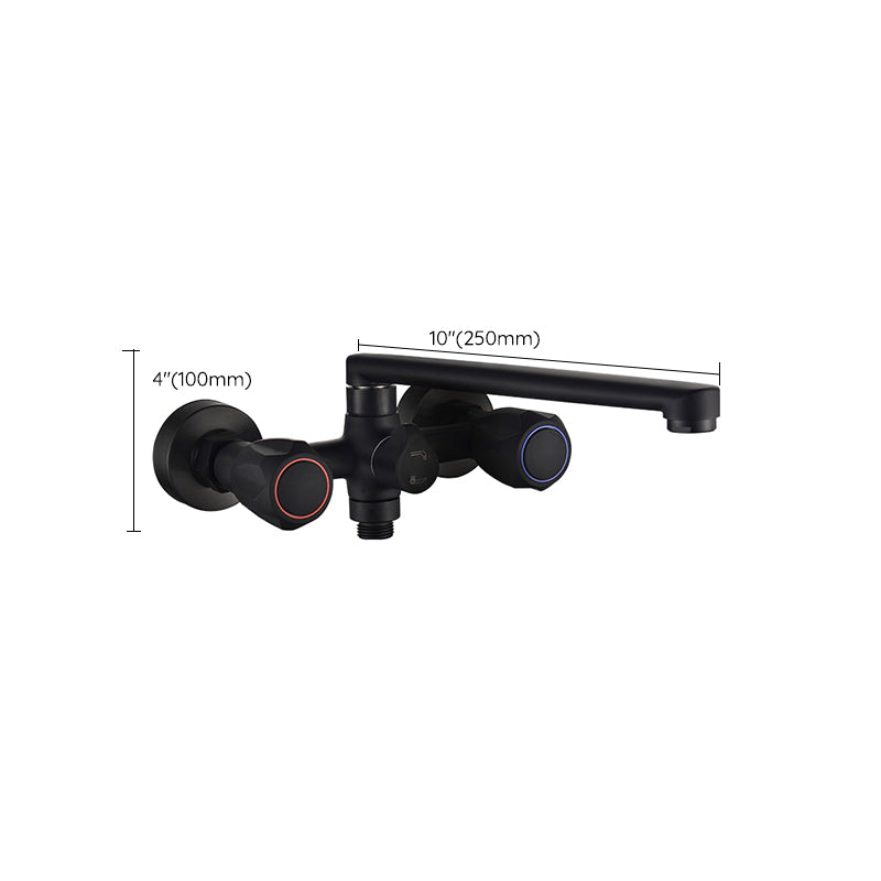 Avtoit | Modern Bathtub Faucet Trim Black Wall Mounted Swivel Spout with Hand Shower