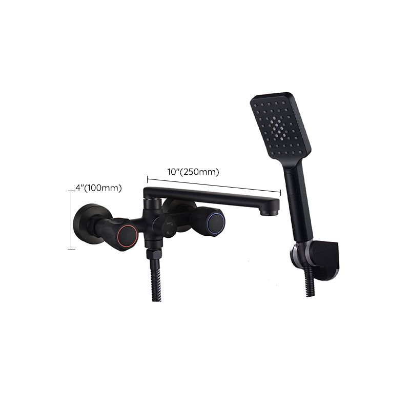 Avtoit | Modern Bathtub Faucet Trim Black Wall Mounted Swivel Spout with Hand Shower