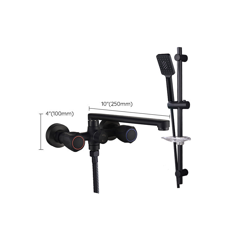 Avtoit | Modern Bathtub Faucet Trim Black Wall Mounted Swivel Spout with Hand Shower