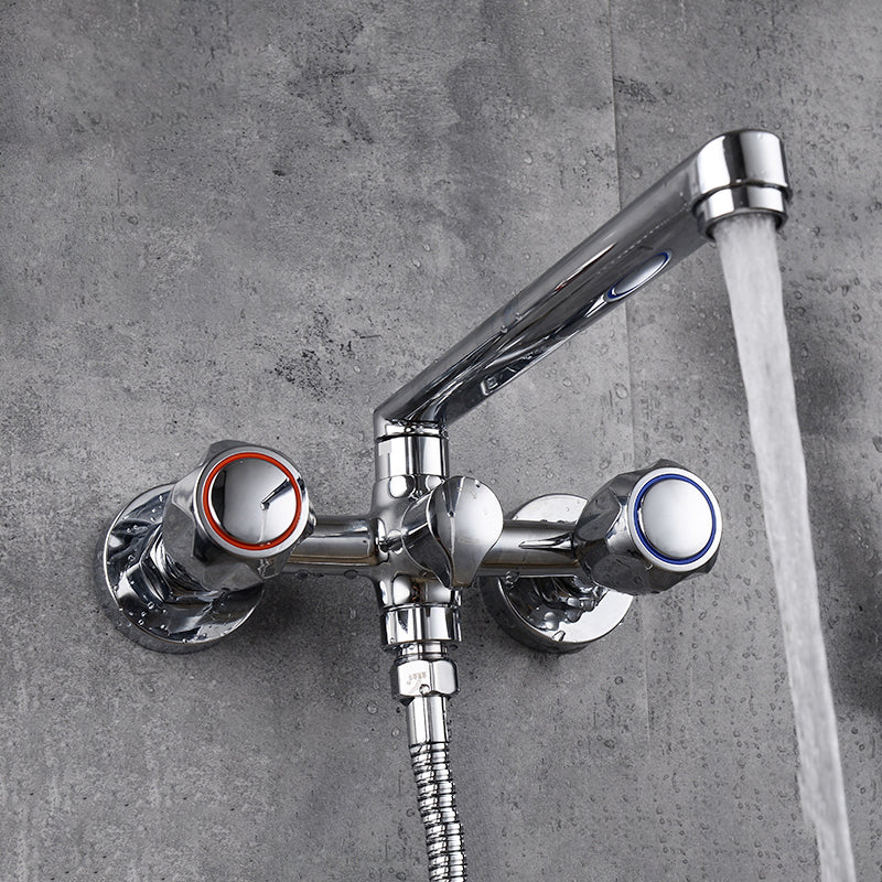 Avtoit | Contemporary Bathtub Faucet Trim Chrome Wall-Mounted Swivel Spout with Hand Shower