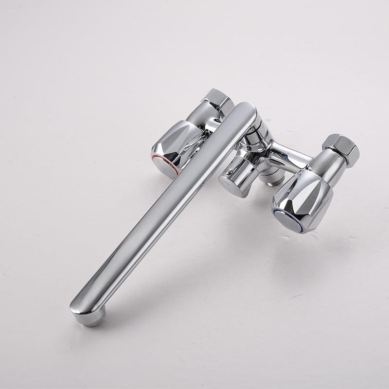 Avtoit | Contemporary Bathtub Faucet Trim Chrome Wall-Mounted Swivel Spout with Hand Shower
