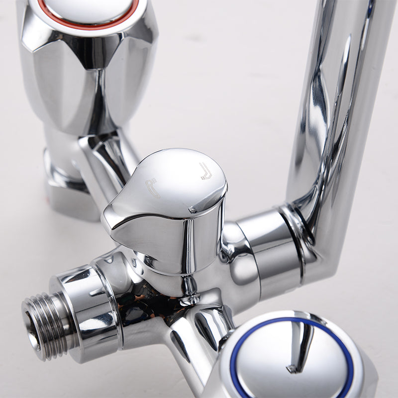 Avtoit | Contemporary Bathtub Faucet Trim Chrome Wall-Mounted Swivel Spout with Hand Shower