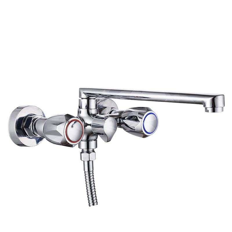Avtoit | Contemporary Bathtub Faucet Trim Chrome Wall-Mounted Swivel Spout with Hand Shower