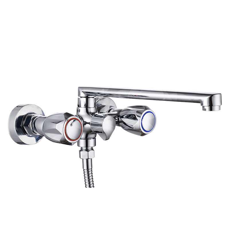 Avtoit | Contemporary Bathtub Faucet Trim Chrome Wall-Mounted Swivel Spout with Hand Shower