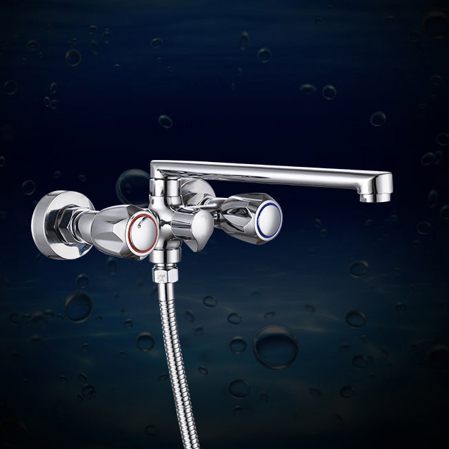 Avtoit | Contemporary Bathtub Faucet Trim Chrome Wall-Mounted Swivel Spout with Hand Shower