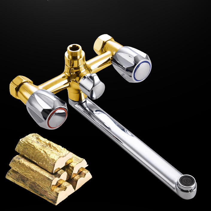Avtoit | Contemporary Bathtub Faucet Trim Chrome Wall-Mounted Swivel Spout with Hand Shower