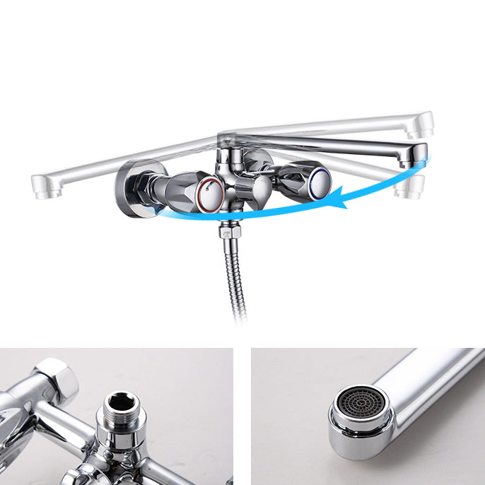Avtoit | Contemporary Bathtub Faucet Trim Chrome Wall-Mounted Swivel Spout with Hand Shower