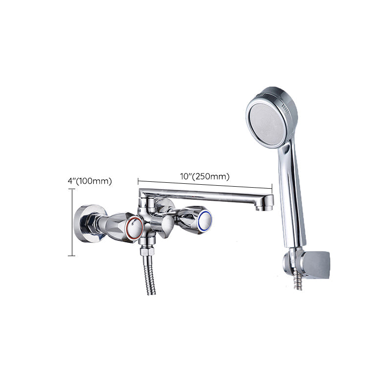 Avtoit | Contemporary Bathtub Faucet Trim Chrome Wall-Mounted Swivel Spout with Hand Shower