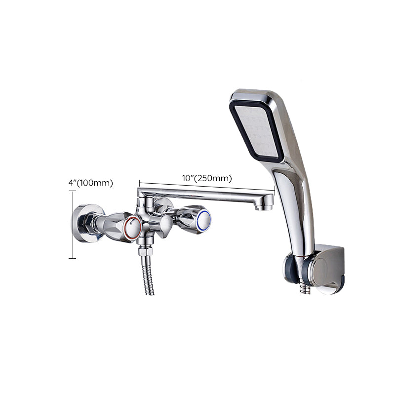 Avtoit | Contemporary Bathtub Faucet Trim Chrome Wall-Mounted Swivel Spout with Hand Shower