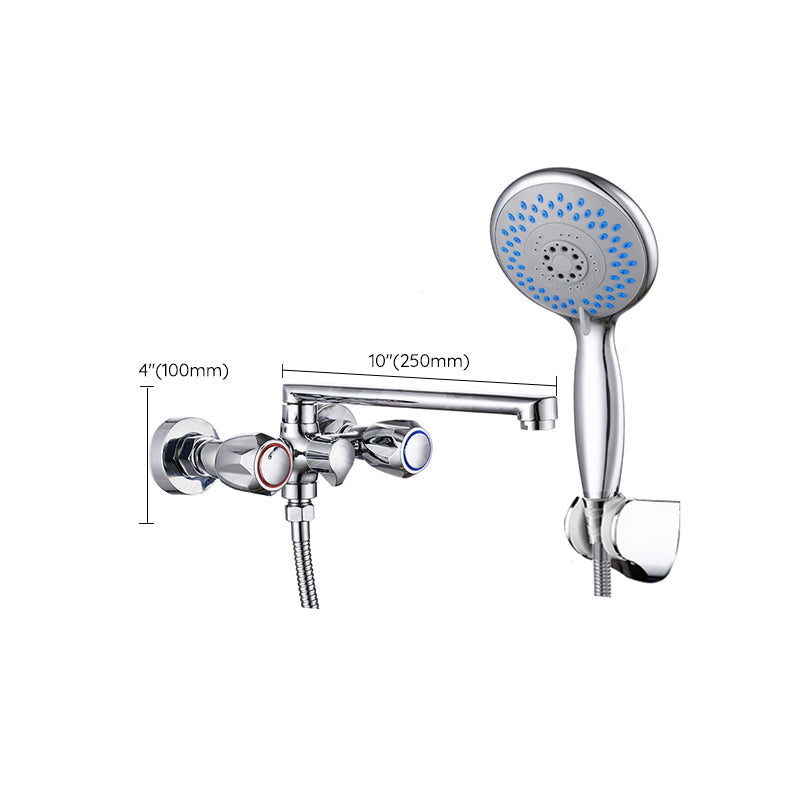 Avtoit | Contemporary Bathtub Faucet Trim Chrome Wall-Mounted Swivel Spout with Hand Shower
