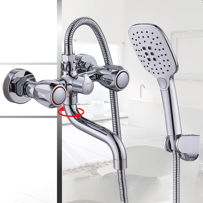 Avtoit | Chrome Bathroom Faucet Trim Wall-mounted Swing Faucet with Hand Shower