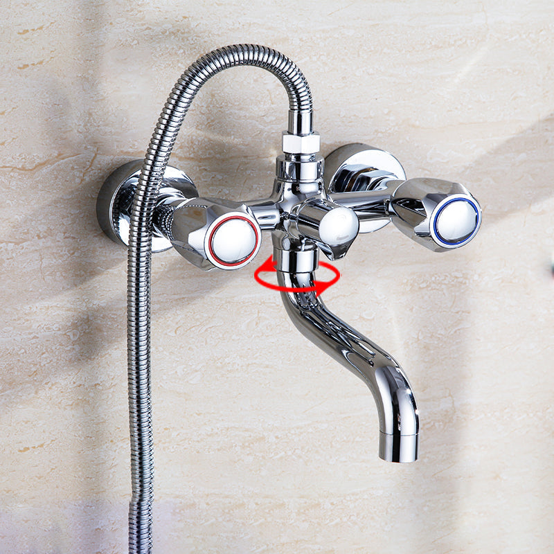 Avtoit | Chrome Bathroom Faucet Trim Wall-mounted Swing Faucet with Hand Shower