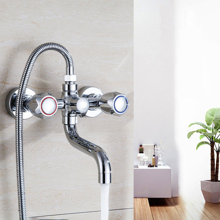 Avtoit | Chrome Bathroom Faucet Trim Wall-mounted Swing Faucet with Hand Shower