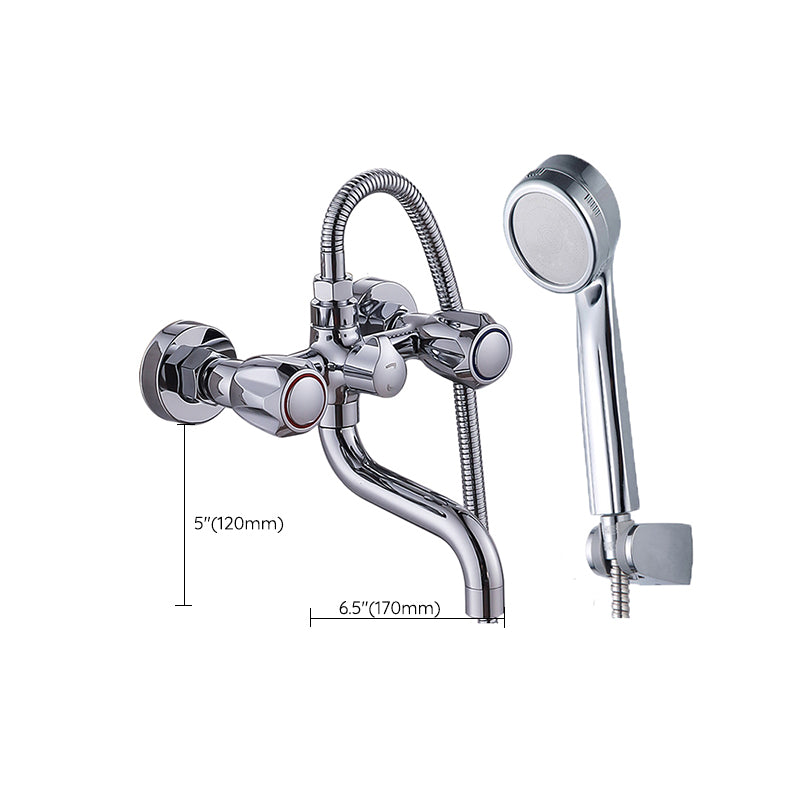 Avtoit | Chrome Bathroom Faucet Trim Wall-mounted Swing Faucet with Hand Shower