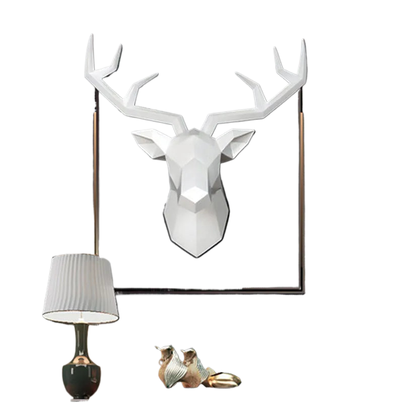 Avtoit | Deer Head Sculpture Animal Statue Figures Wall Hanging Creative Moose Art Antlers Statuette for Office Decor Wall Mounting