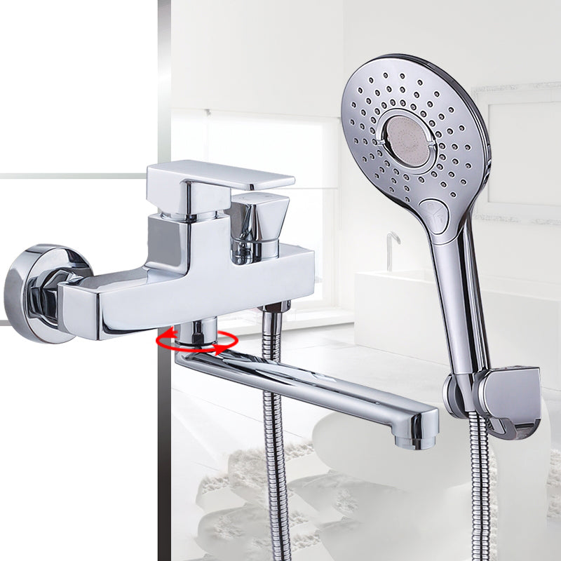Avtoit | Chrome polished bathroom faucet wall-mounted with swivel spout and hand shower