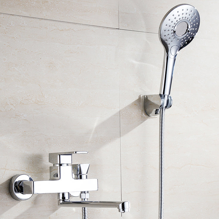 Avtoit | Chrome polished bathroom faucet wall-mounted with swivel spout and hand shower