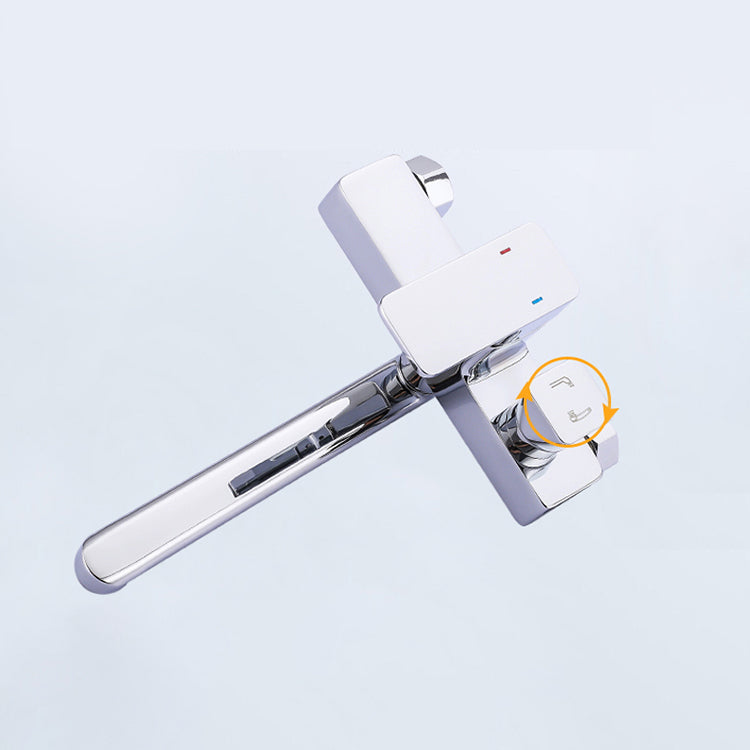 Avtoit | Chrome polished bathroom faucet wall-mounted with swivel spout and hand shower