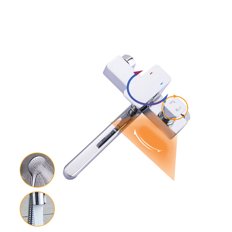 Avtoit | Chrome polished bathroom faucet wall-mounted with swivel spout and hand shower